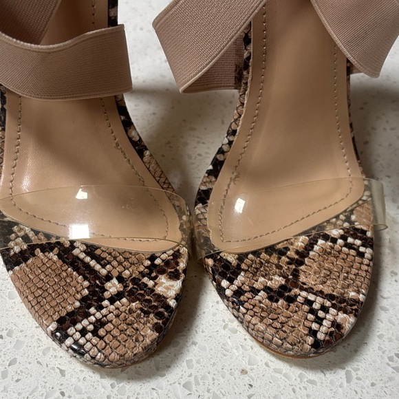 SIMMI MADELINE BEIGE SNAKE CLEAR STRAPPY STILETTO HEELS  S4 - Picture 7 of 15